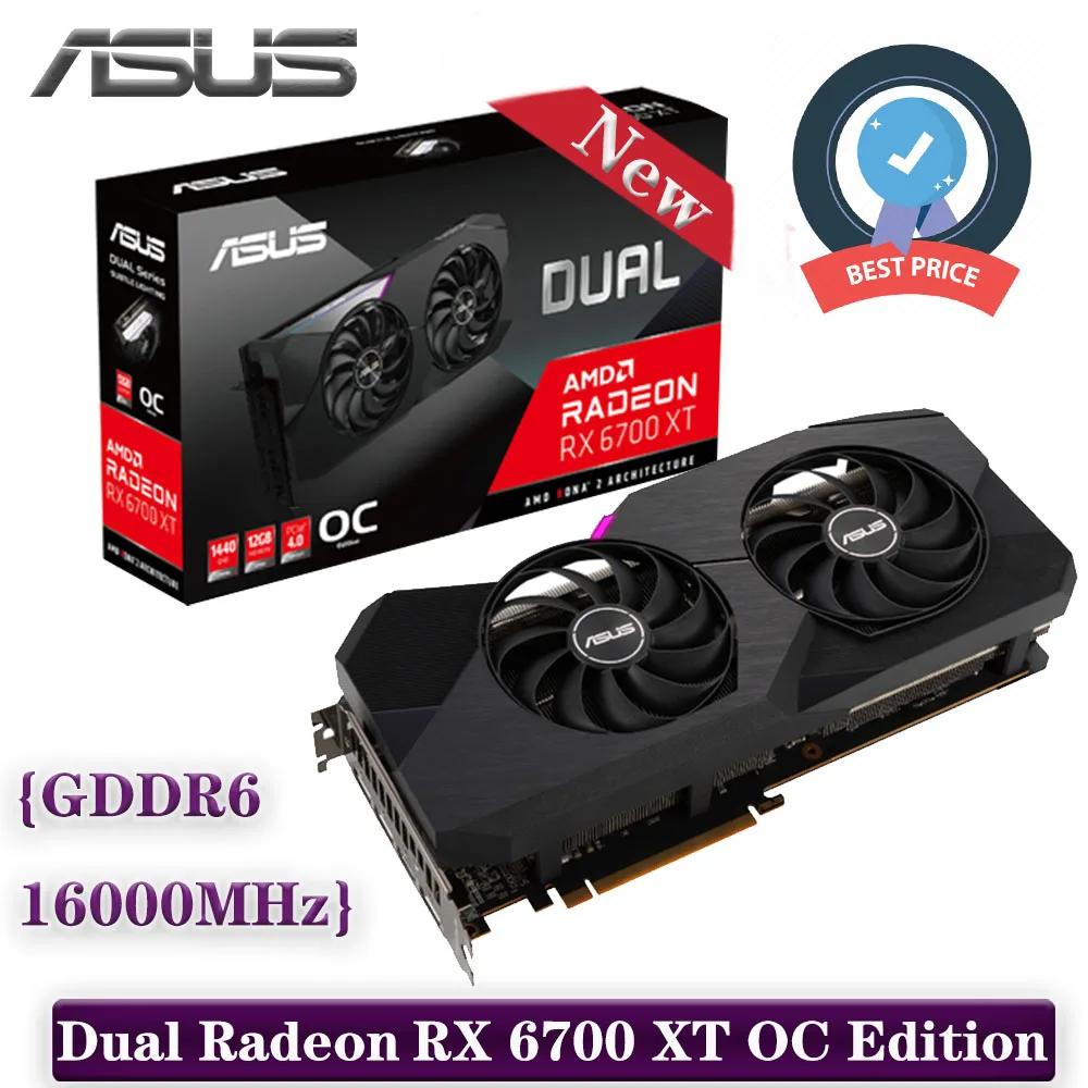 

Видеокарта ASUS Dual Radeon RX 6700 XT OC Edition, 12 Гб GDDR6 16000 МГц, бит, HDMI, 16 Гбит/с, графический двигатель AMD RX6700 XT