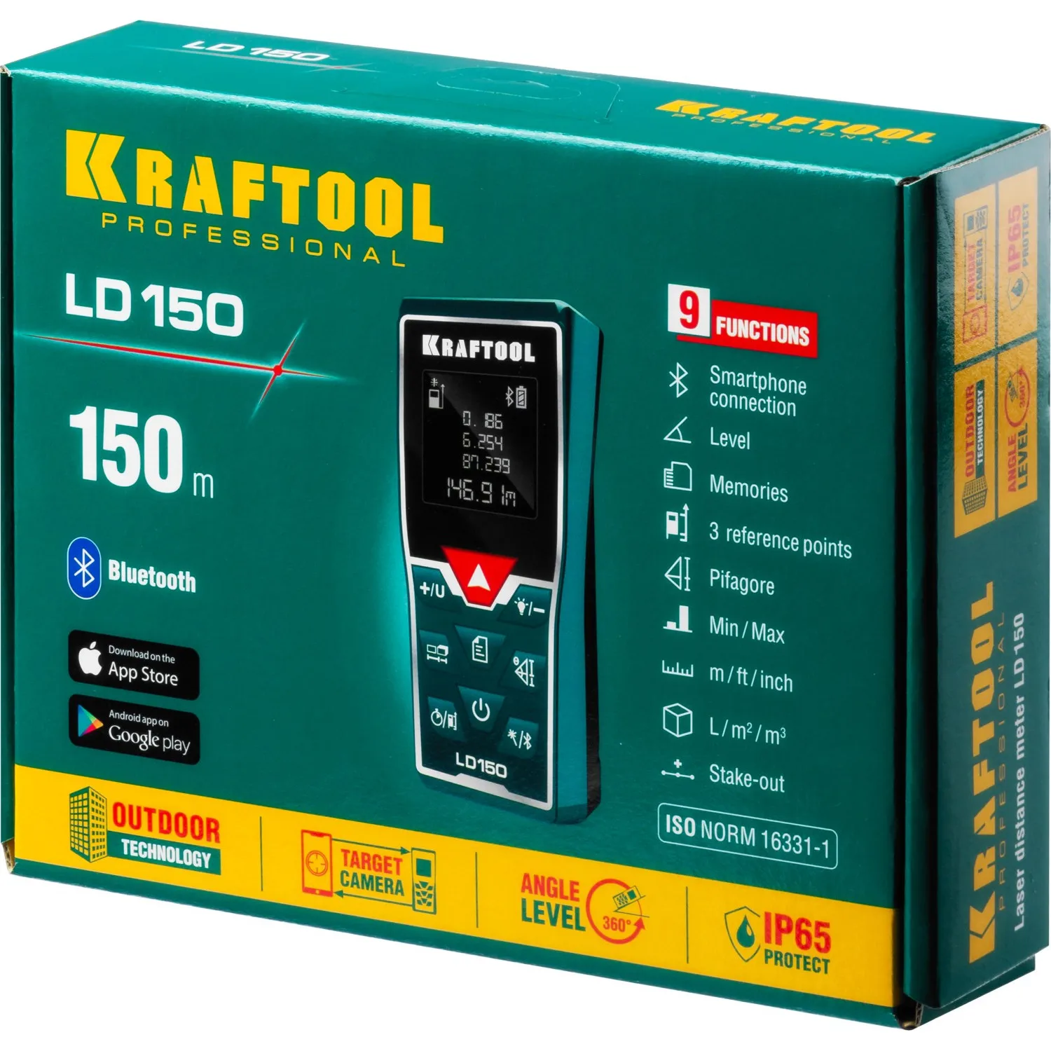 Лазерный дальномер KRAFTOOL дальность 5 см 150 м точность 1 мм 34767|Рулетки| |