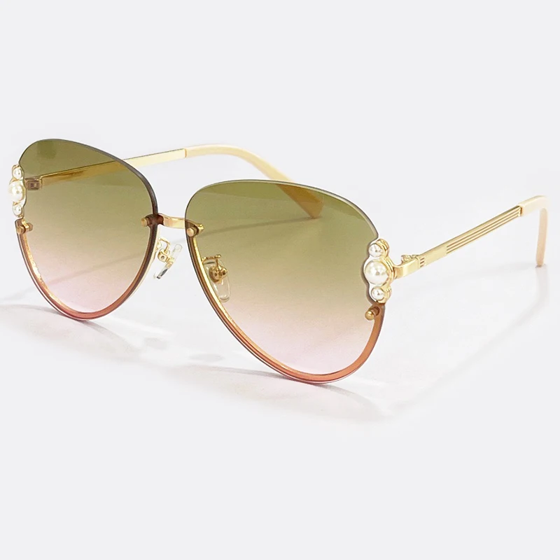 

New Fashion Women Men Sunglasses Pilot Half-Rim Style Alloy Frame Gradient Lens Eyewear Oculos De Sol Feminino