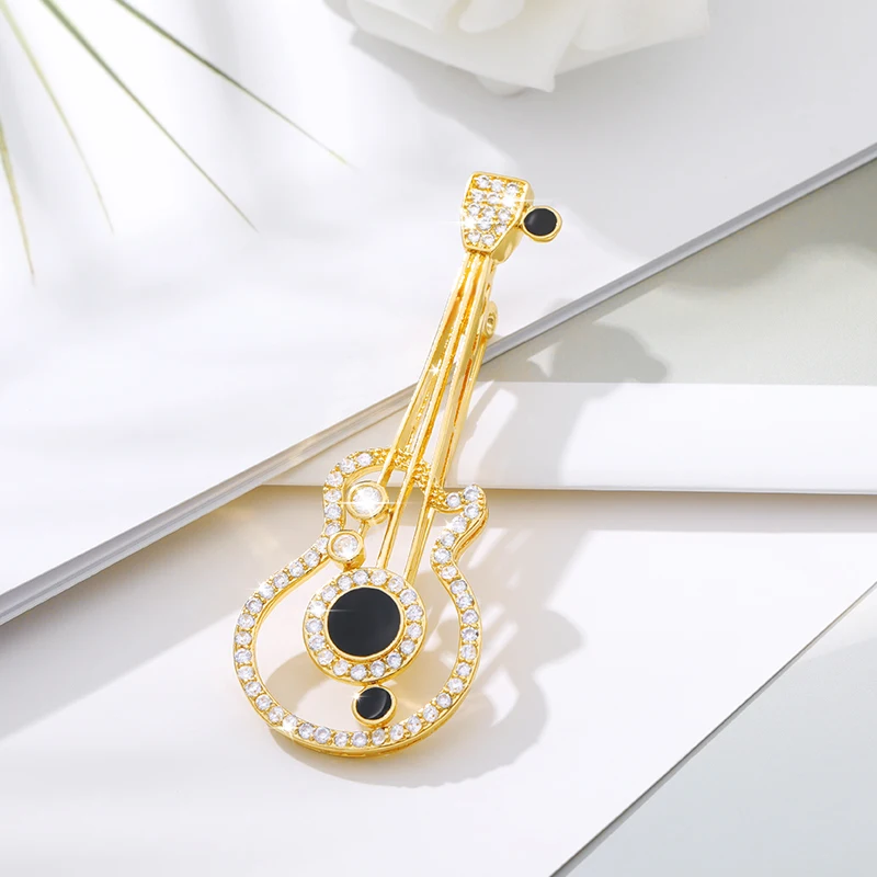 Золотые стразы высокое качество булавки для скрипки маленькие броши гитары