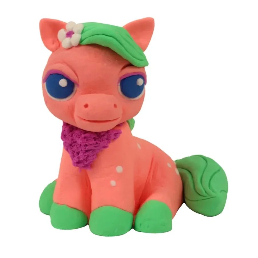 Кинетический Пластилин розовый + зеленый пушистый фотография с