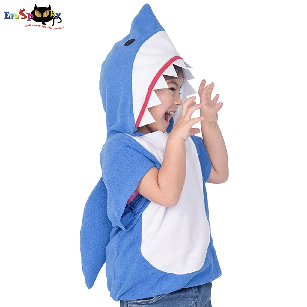 

Eraspooky Children Shark Costume Blue Shark Costume For Baby Halloween Hoodie Toddler Animal Cosplay For Kids