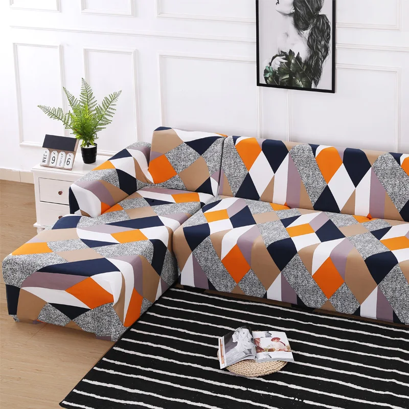 Нескользящий секционный чехол Эластичный для дивана полноразмерный L-образный