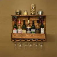 Decorative Wooden Shelf Wine Glass Holder 6 Pieces Wooden Wine Rack Beverage Stand Solid Wall Glass Shelf 100% Solid Wood hanger