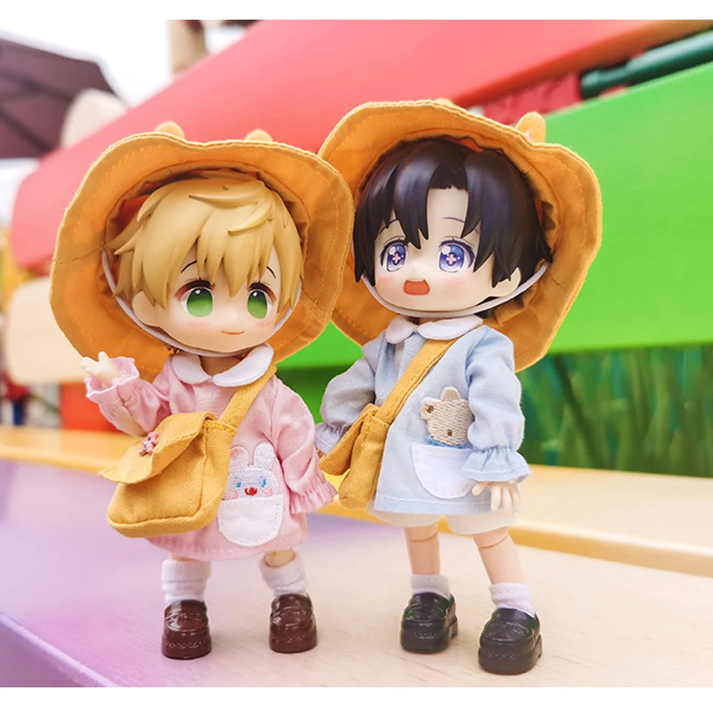 

cartoon Clothes Coveralls for Obitsu 11, GSC, Body9, dolls Obitsu11 clothes 1/12 BJDRabbit and Bear Kindergarten 4 PCS