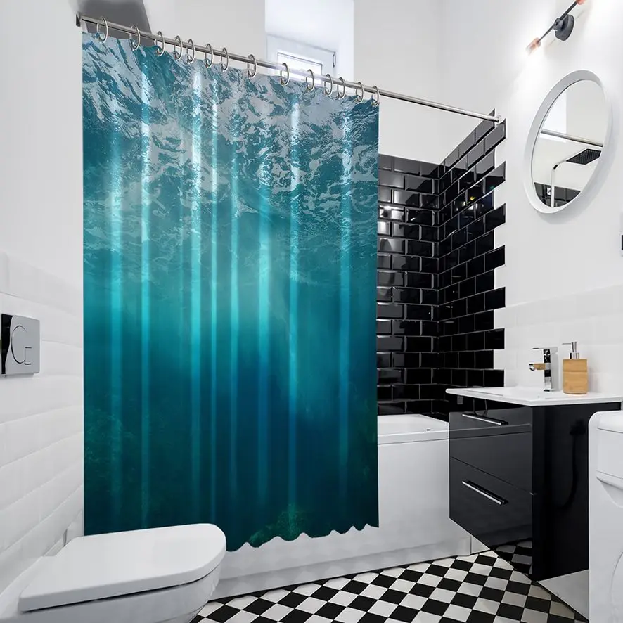 Занавеска для душа волна ломающаяся на скале вид под водой Средиземноморское