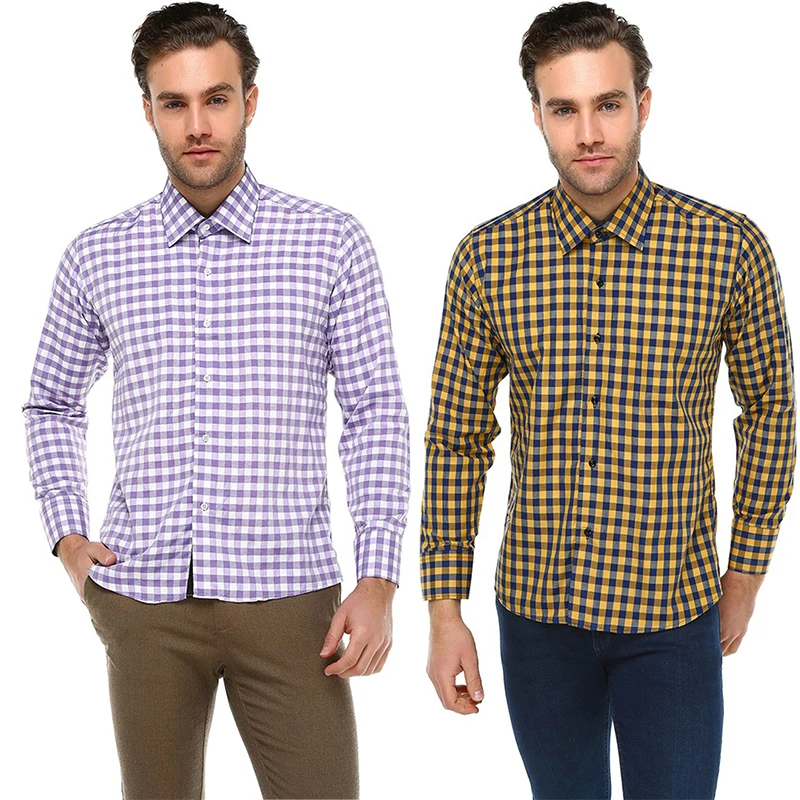Men's shirt Slim Fit Long Sleeve Brand plaid shirts Oxford cotton man shirts regular Casual men Shirt Sale 2021 Turkey varetta