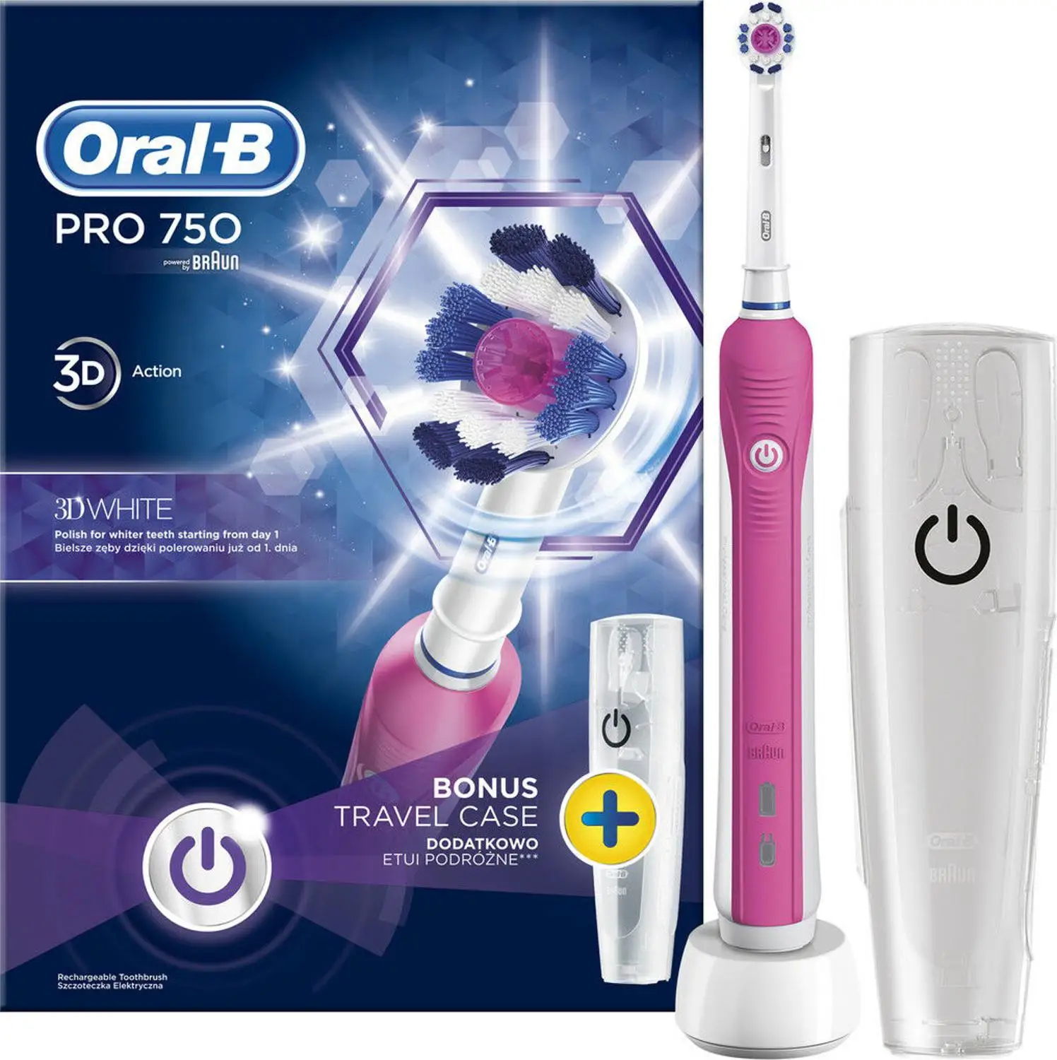 Зубная щетка Oral B Braun Pro 750 CrossAction Special Edition 3D Розовая распродажа|Электрические