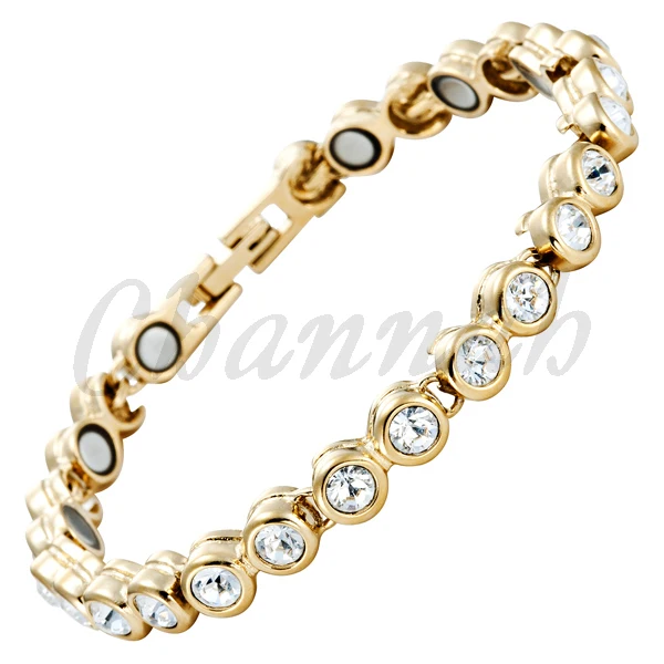 Escalus Модный женский магнитный браслет полудрагоценные черные камни розовое золото браслет из нержавеющей стали цепочка Роскошные Ювелирные изделия Подарки
