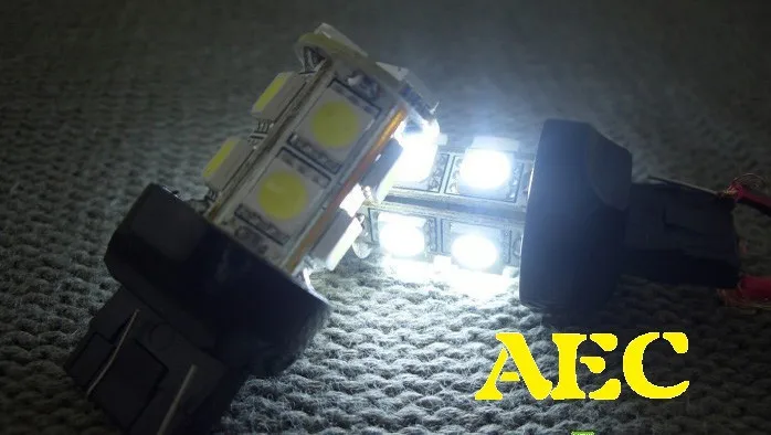 100 шт. Автомобильный светодиодный T20 W21W 7440 7443 13 SMD 5050 светодиодный 13 светодиодный 13smd светодиодный поворотник сигнальная лампочка лампа белый цвет красный, желтый синий