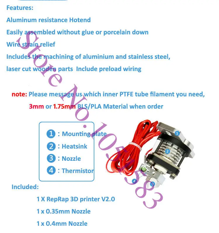 3D головка принтера Reprap Budaschnozzle V2.0 две насадки с 0,35 мм и 0,4 мм 3D принтер штранг-прессования, 3d принтер запчасти