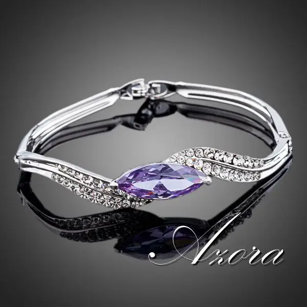 AZORA Curve Band дизайн капли воды CZ браслет TB0032