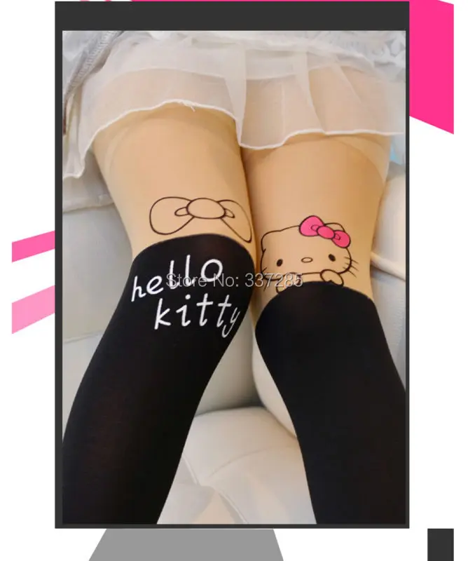 Колготки детские для девочек Hello Kitty с милым рисунком на коленках
