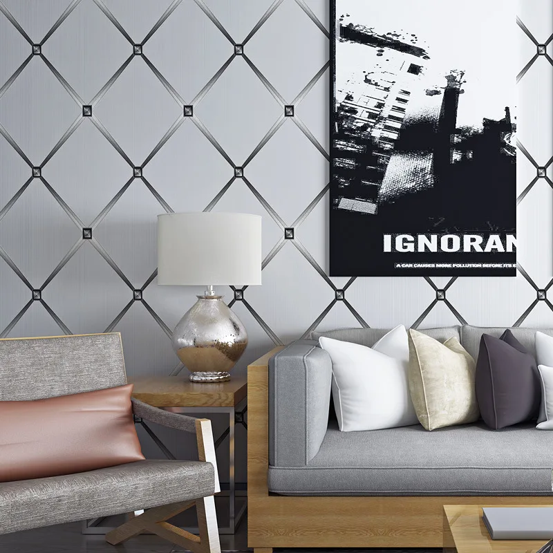 

Non-woven Simple Modern 3d Stereo Geometric Diamond Non-woven Wallpaper Living Room Tv Background Wall Fashion Wallpaper 3d