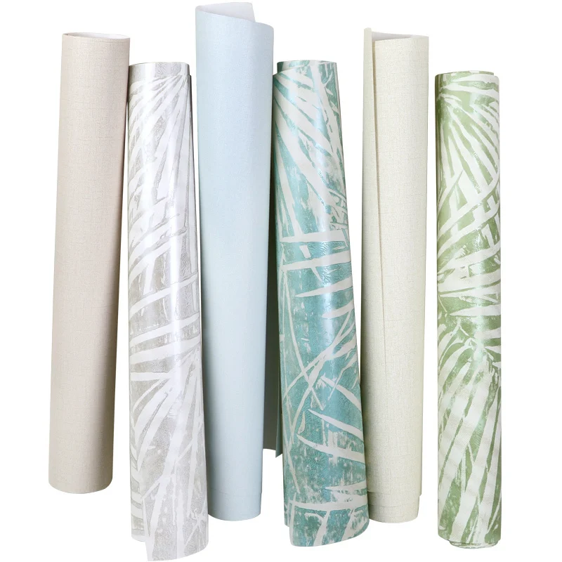 

Modern Nordic Style Rainforest Wall Paper New Green Gray Blue Palm Leaf Wallpaper Southeast Asia Tv Background Plant Walls Mural