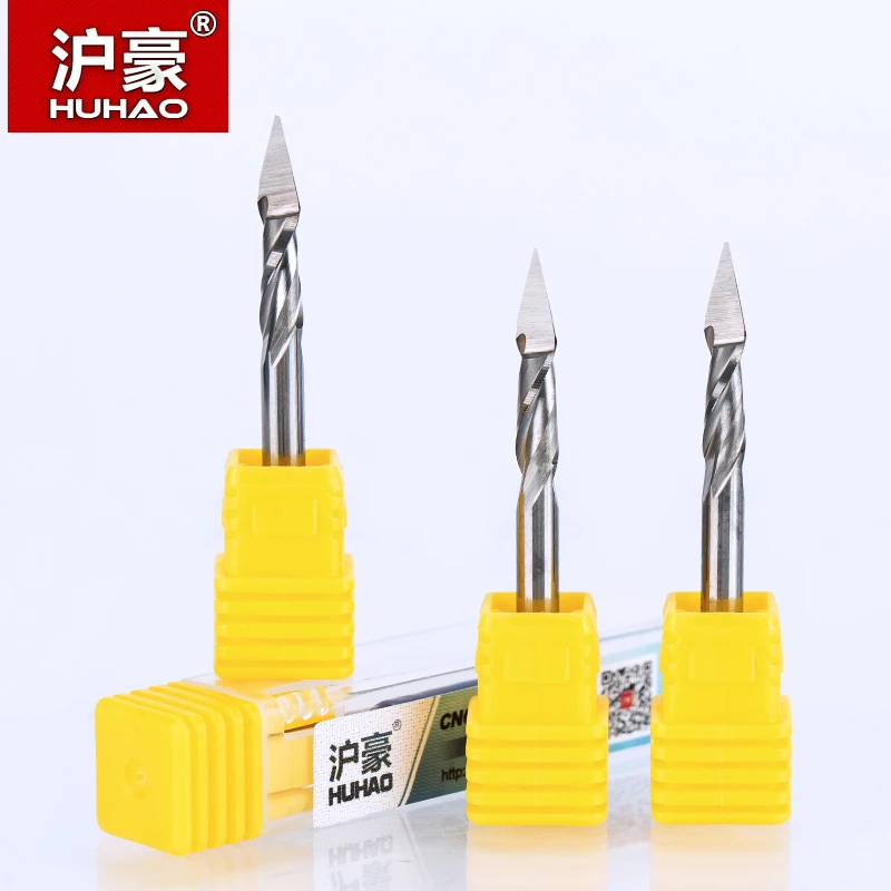

HUHAO 5pc/lot 4mm 2 Flute Spiral Pyramid engraving bits for wood CNC router bit Carving knife Degree 30 for 2D 3D sculpture