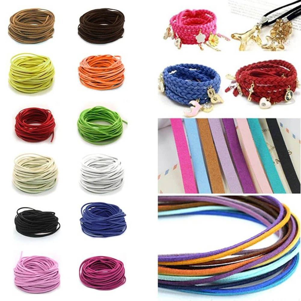 1 м плоская искусственная замша Корейский Бархатный кожаный шнур DIY веревка нить