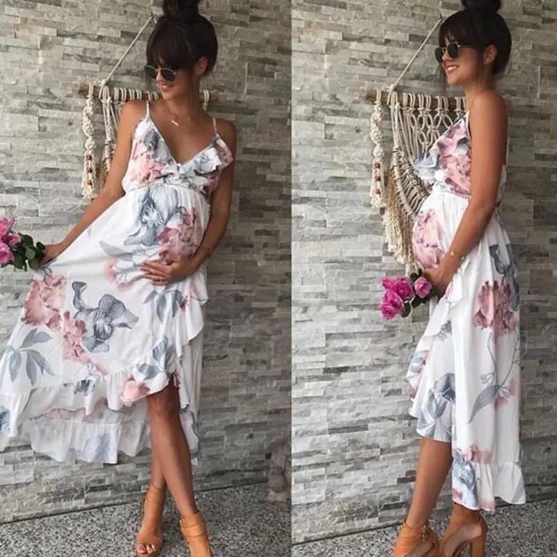 Женская летняя одежда Boho для беременных Повседневное платье без рукавов Пляжное