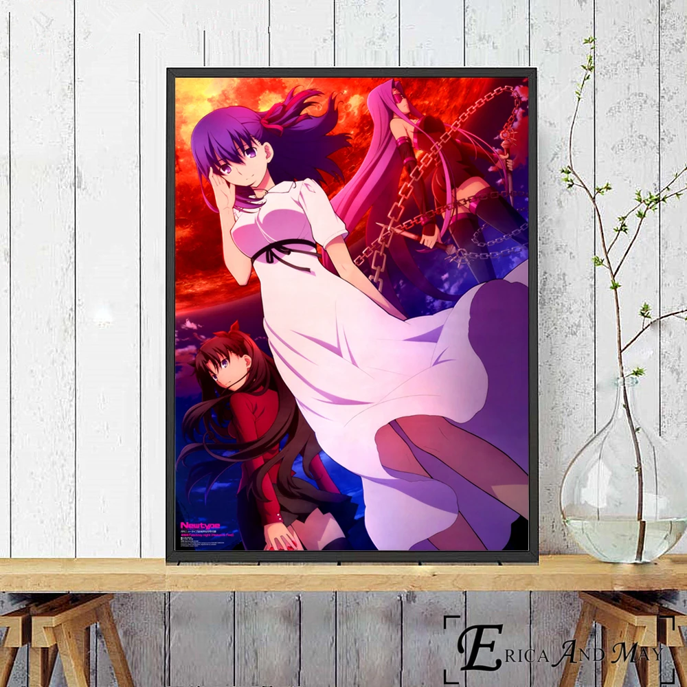 Плакат Fate Stay Night с аниме девушкой принты картина маслом на холсте настенное