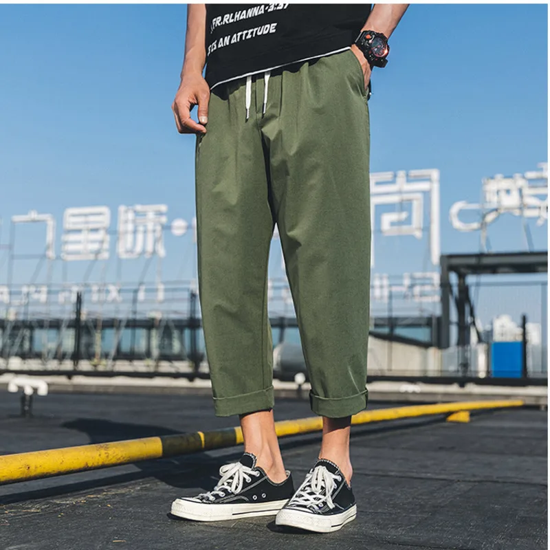 2019 Spring And Summer New Chinese Style Wild High Quality Male Youth Super Fire Harajuku Solid Color Lace Casual Trousers |