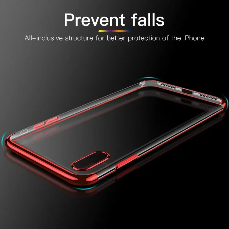 Чехол для iPhone 7 тонкий мягкий ТПУ прозрачный покрытием чехол X S 6 8 плюс 5 5S XR XS Max