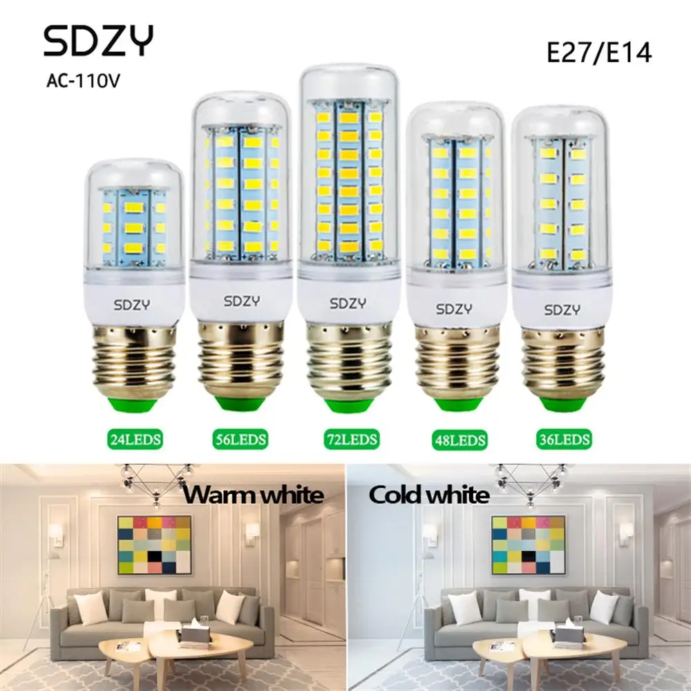 220V Светодиодная лампа-кукуруза E27/E14 высокое Яркость SMD 5730 светодиодный