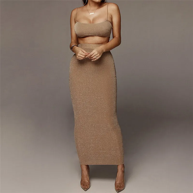 Комплект из 2 предметов женская одежда укороченный топ-спагетти и юбка комплект