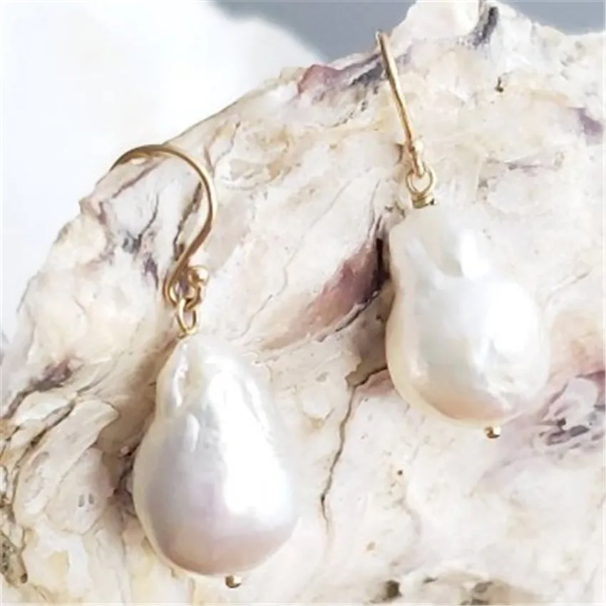 13-16 мм белые серьги с барочным жемчугом золотые серьги-капли женские