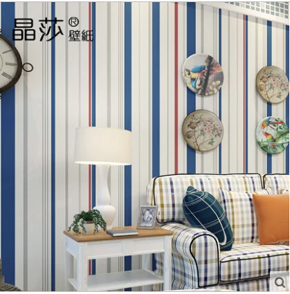 

High-grade Mediterranean Stripes Wallpaper Kids ,3d Wallpaper Of Boy's Bedding Room Embossed Papel De Parede Home Decor