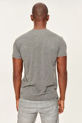 

Anthracite Men's T-Shirt Presser - Cotton Neck Short Sleeve TMNSS19BO0001