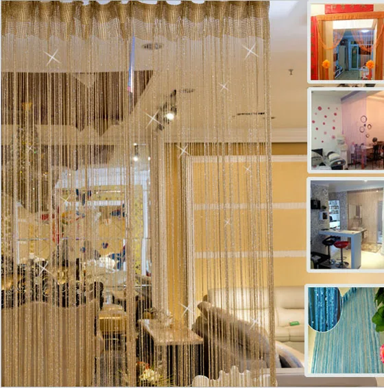 1 pc Decorative Line Curtains String Silver Thread Window Blind Vanlance Room Partition Curtain | Дом и сад