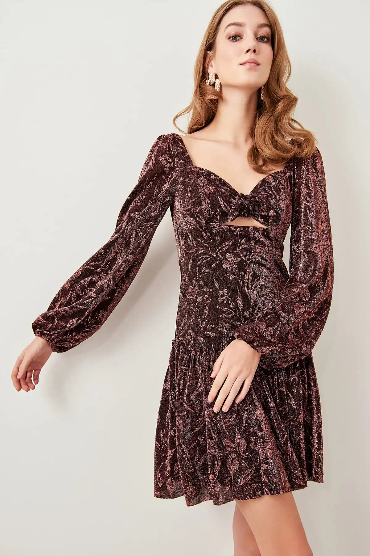 Trendyol бронзовый бюст платье декольте TPRSS19FZ0186|Вечерние платья| |