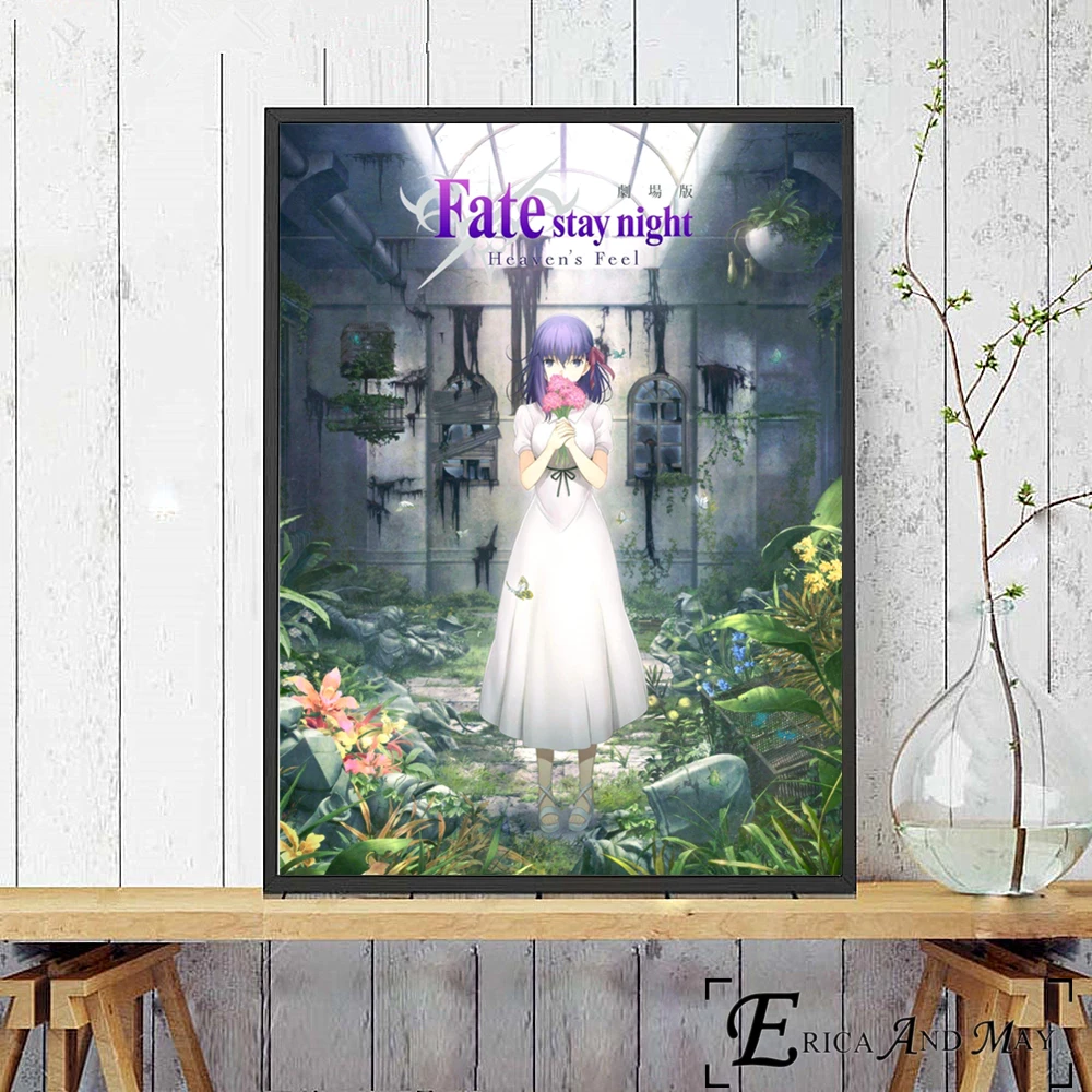 Плакат Fate Stay Night с аниме девушкой принты картина маслом на холсте настенное