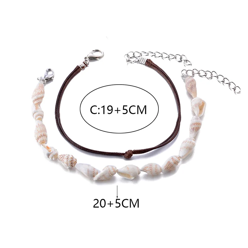 Распродажа 2 шт. женские браслеты на ногу из натуральных морских ракушек модный