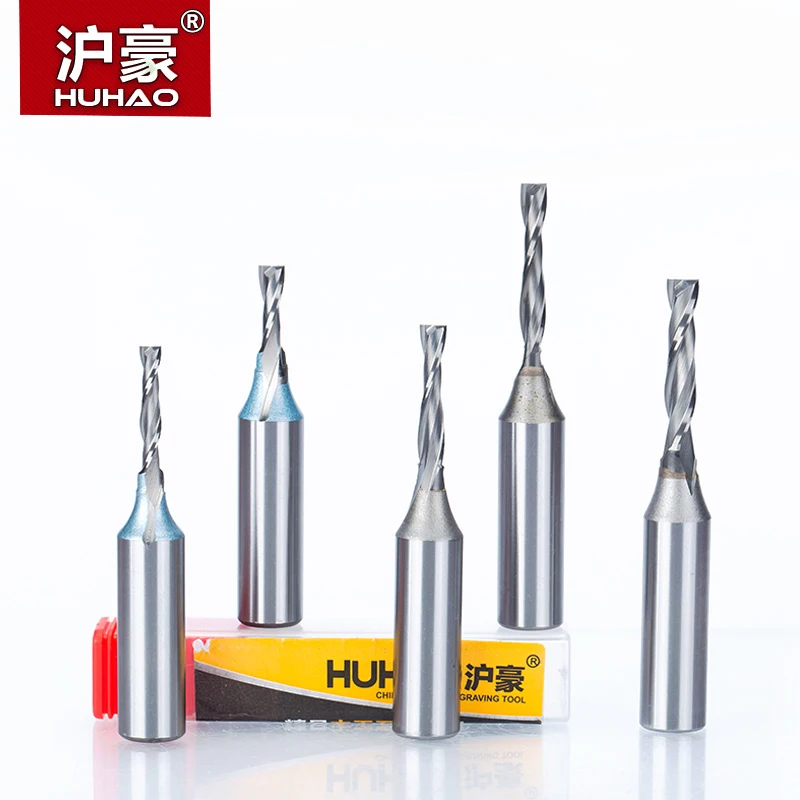 

HUHAO 1pc 1/2" Shank TCT Straight Router Bits for wood Woodworking Insert Carving 2 Flute Wood Engraving Milling Cutter