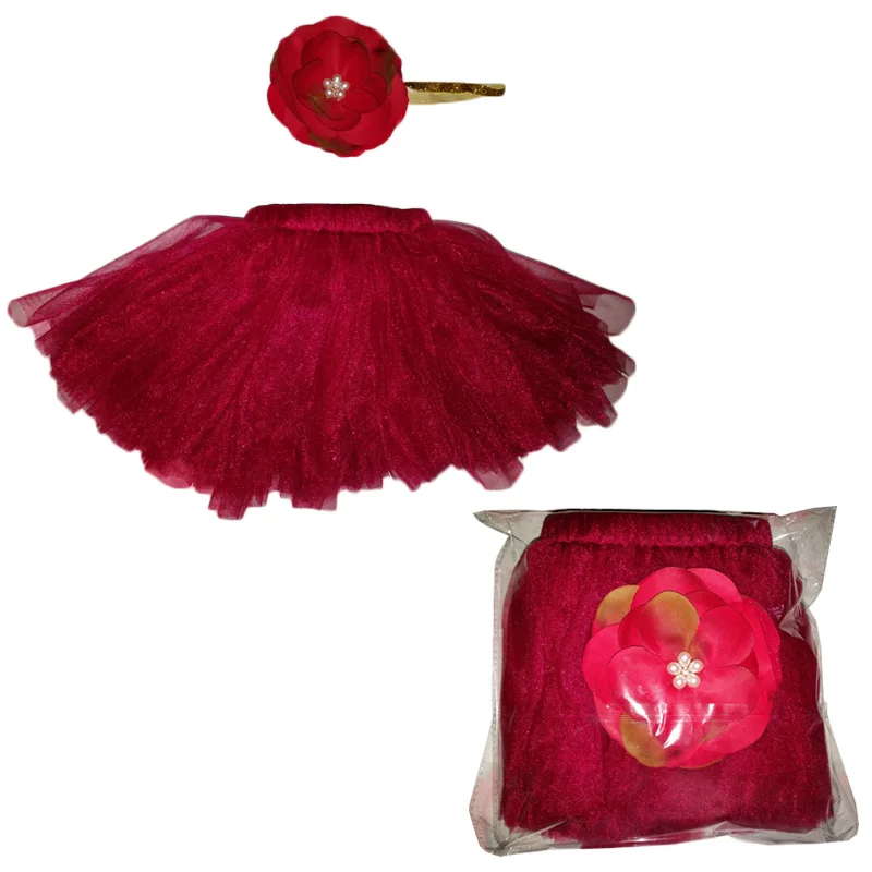 New 1 Set Newborn Infant Baby Girl Lovely Soft Yarn Princess Tutu Skirt Costume With Matching Flower Headband For Photography | Мать и