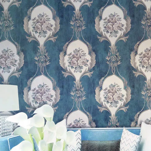 

Retro American Style Country Wallpaper, European Style Non-woven Fabric, Living Room, Tv Background, Bedroom, Damascus Pure Pape