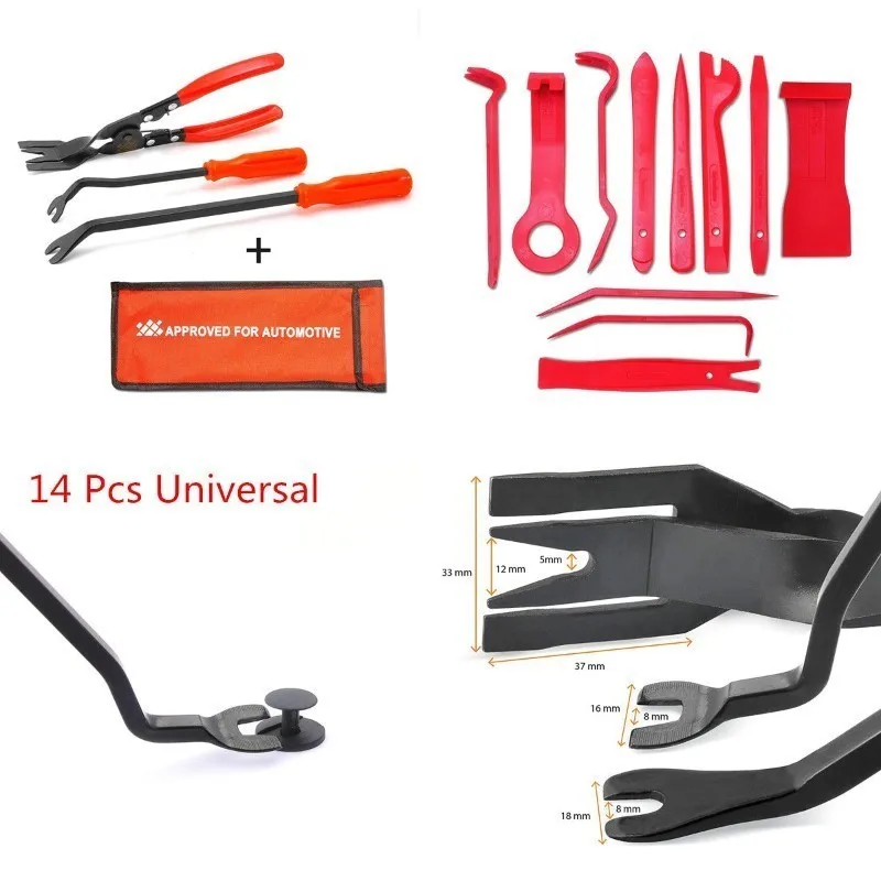 

14pcs Portable Door Dashboard Removal Tool Kit Audio Clip Fastener Installation Kit Removal Tool DVD Stereo Modification