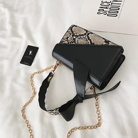 Female Crocodile Pattern Crossbody Bag For Women 2019 PU Leather Luxury Handbag Designer Ladies Chain Bow Shoulder Messenger | Багаж и