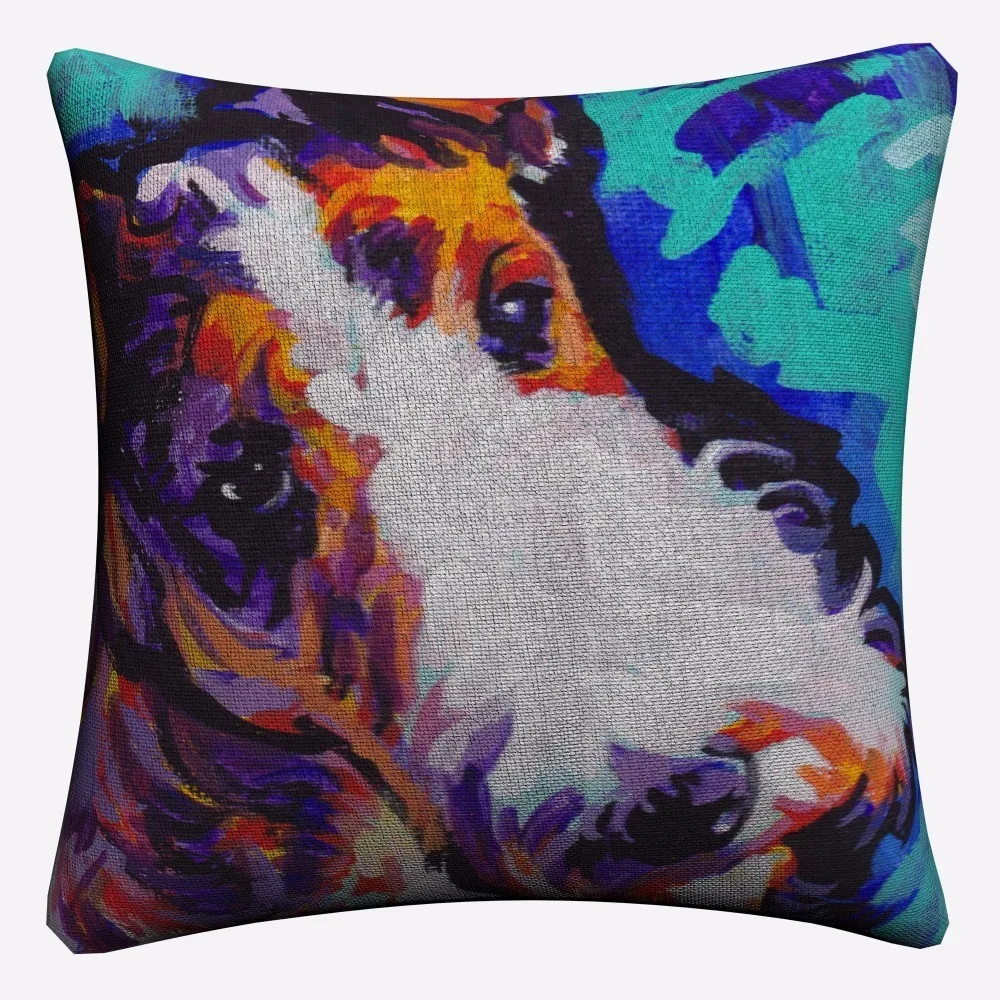 Schnauzer Watercolor Dog Decorative Cotton Linen Cushion Cover 45x45cm For Sofa Chair Printed Pillowcase Seat Car Home Decor | Дом и сад