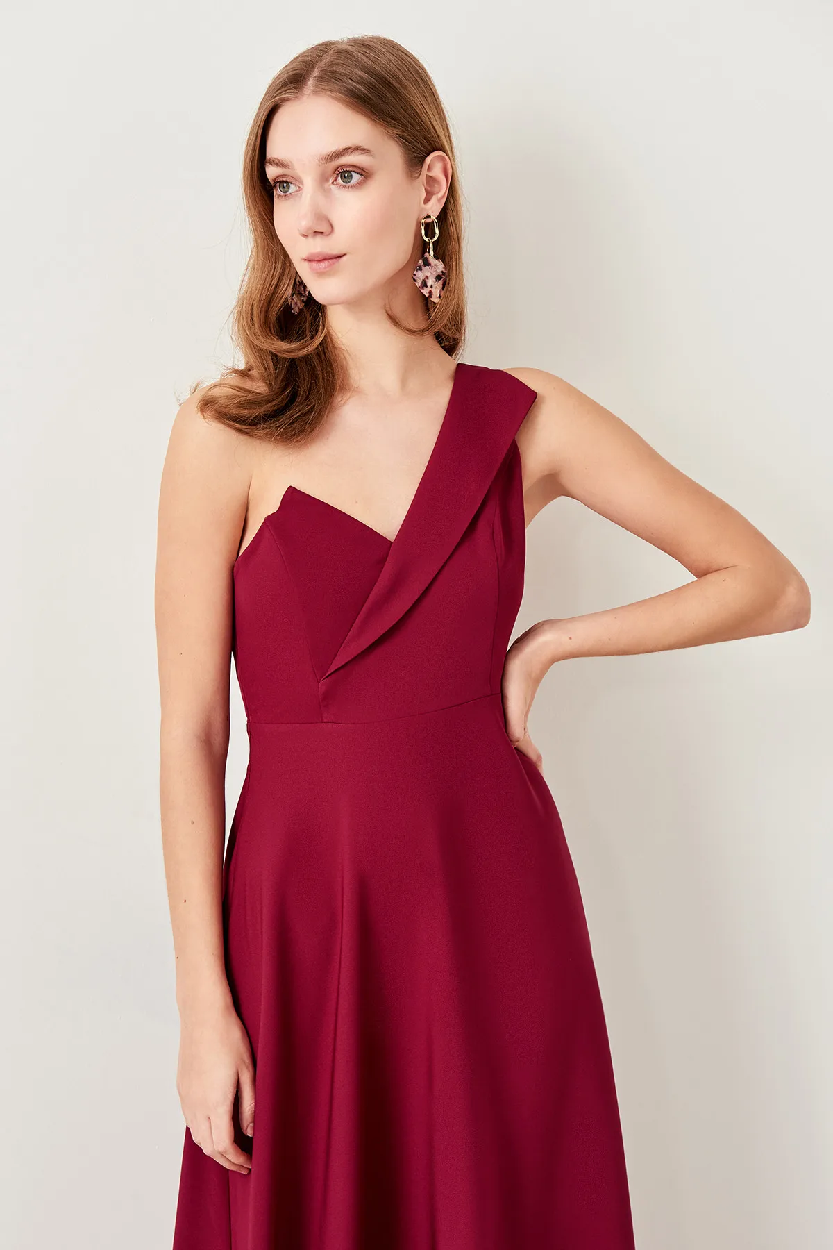 Trendyol сливовое вечернее платье с воротником TPRSS19UT0054|Вечерние платья| |