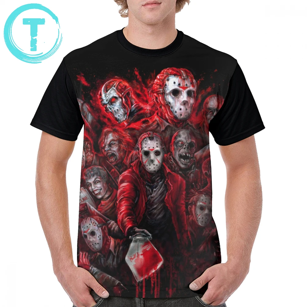 Футболка Джейсон вурхи Классическая футболка с графическим принтом и короткими