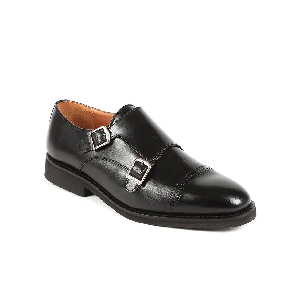 AYESTARAN MAN SKIN DRESS SHOES ZAPATP BOXCALF BLACK TWO BUCKLES P/P CHOPPED |Туфли| |