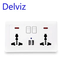 delviz wall 13a power socket usb global universal 3 hole uk standard switched outlet 2 1a dual usb charger port on off control