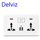 Розетка настенная Delviz, 13 А + Универсальная Розетка с 3 отверстиями USB, 2,1 А