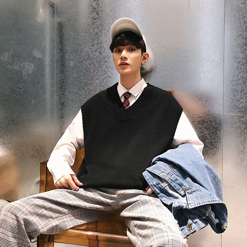 2019 Summer New Listing Korean Version Of The Couple Male Loose Hip Hop Cotton Sleeveless Vest Sweater M-XL Size Men Discount | Мужская
