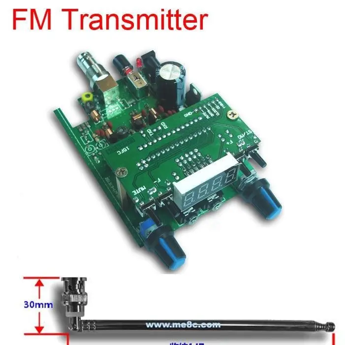 

FM Transmitter 88MHZ-108 MHZ 0.5W BH1415F FM Radio receiver PLL stereo audio Digital display frequency dc 12v + Q9 Antenna