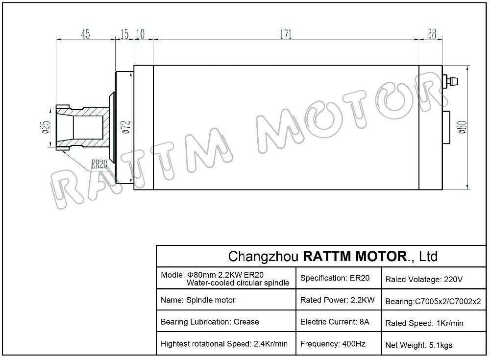 【DE ship】 2.2KW мотор шпинделя с водяным охлаждением ER20 и 2.2kw Инвертор VFD 220 В и 80 мм зажим и водяной насос/трубы с 1 компл. ER20 Цанга