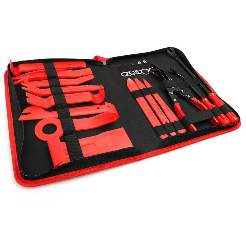 

Набор инструментов для снятия аудиомагнитолы, установки, ремонта, снятия крепежа с сумкой для хранения, снятия отделки автомобиля, приборно...