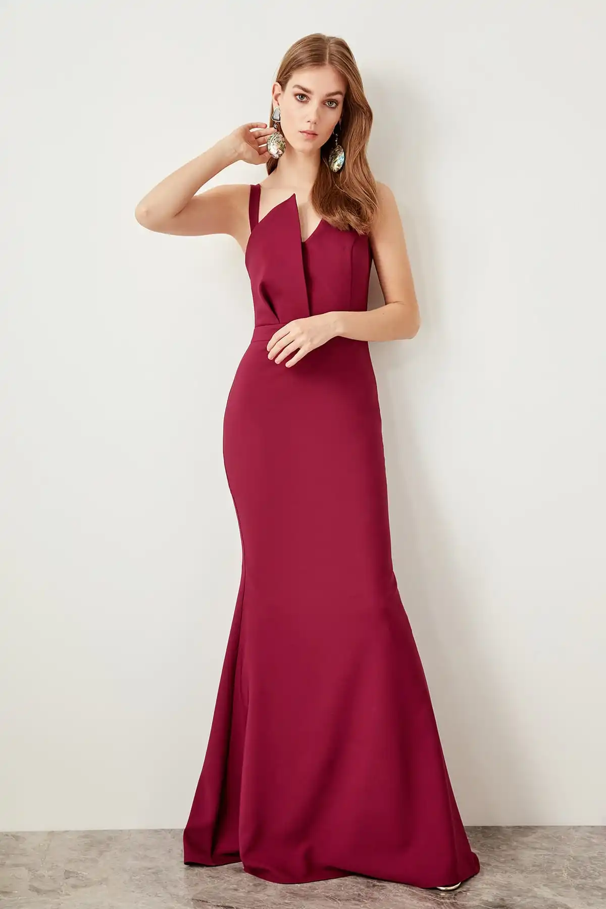 Trendyol сливовое вечернее платье с воротником TPRSS19BB0121|Вечерние платья| |